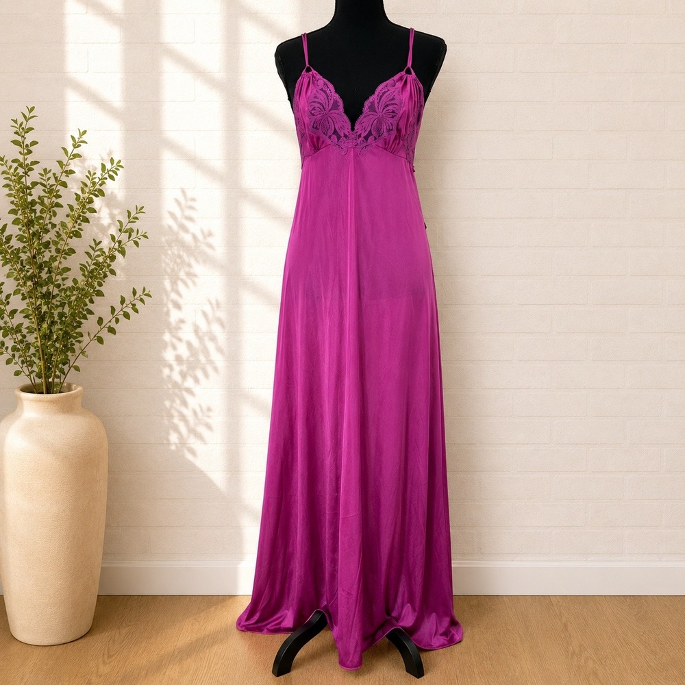 Vintage Deadstock Maxi Babydoll Slip Dress Sz M (Fits S) Lace Chemise Side Slit